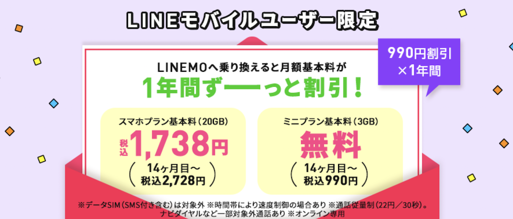 LINEMO LINEモバイル→LINEMOのりかえ特典