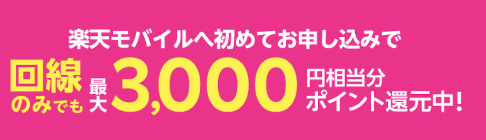 【Rakuten UN-LIMIT VIIお申し込み特典】だれでも3,000ポイントプレゼント