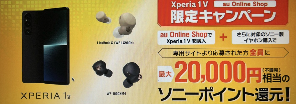 【au Online Shop限定】Xperia 1 V SOG10購入キャンペーン